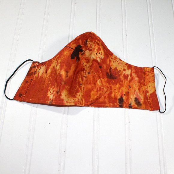 HANDMADE Cloth Fall Orange Tie Dye FaceMask Shield - Picture 4 of 7